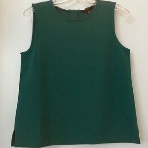 J.Crew Sleeveless Green Teal Crystal Button-Back Top Small BNWT